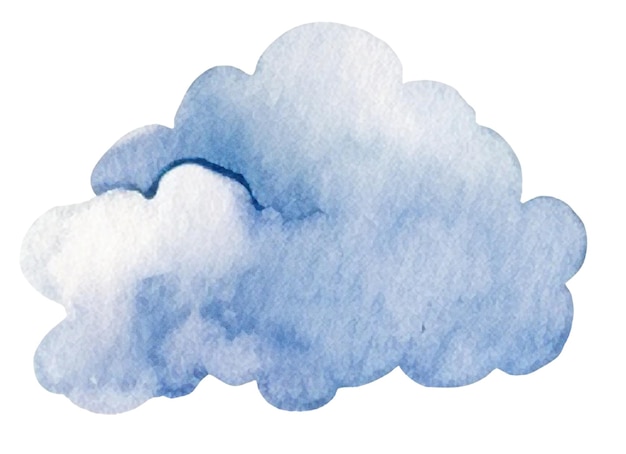 Watercolor painted cloud Hand drawn design element isolated on transparent background