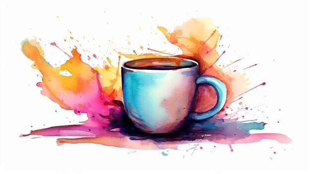 Watercolor painted tee cup illustration