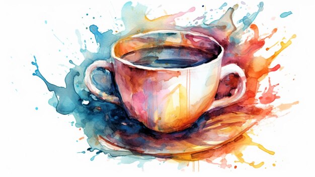 Watercolor painted tee cup illustration