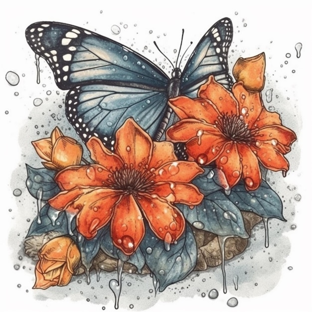 Watercolor painting about butterfly