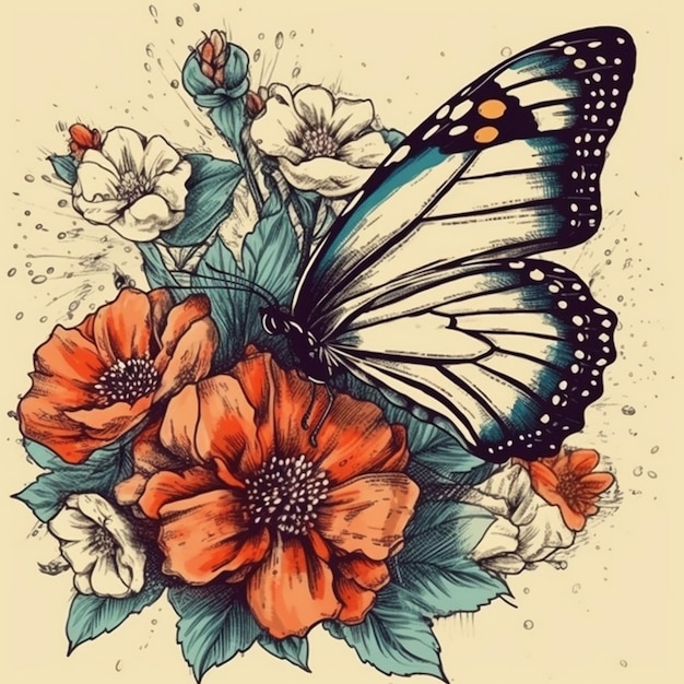 Watercolor painting about butterfly