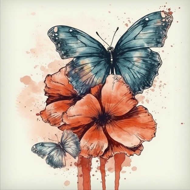 蝶の水彩画