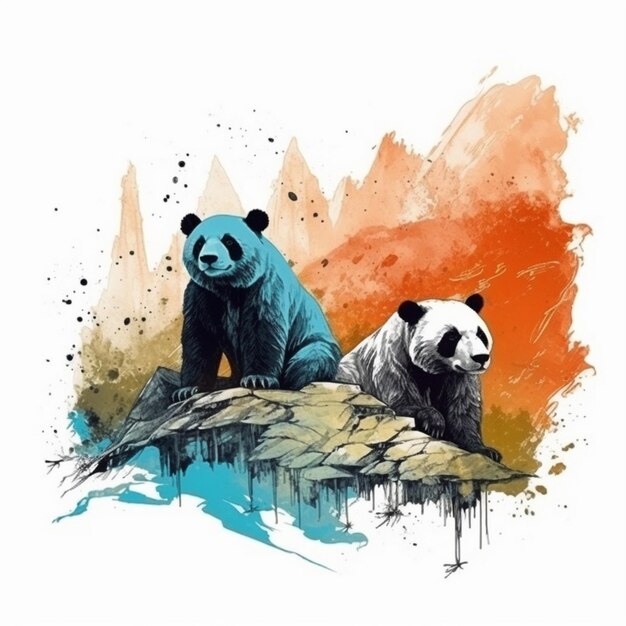 Watercolor painting about cute panda