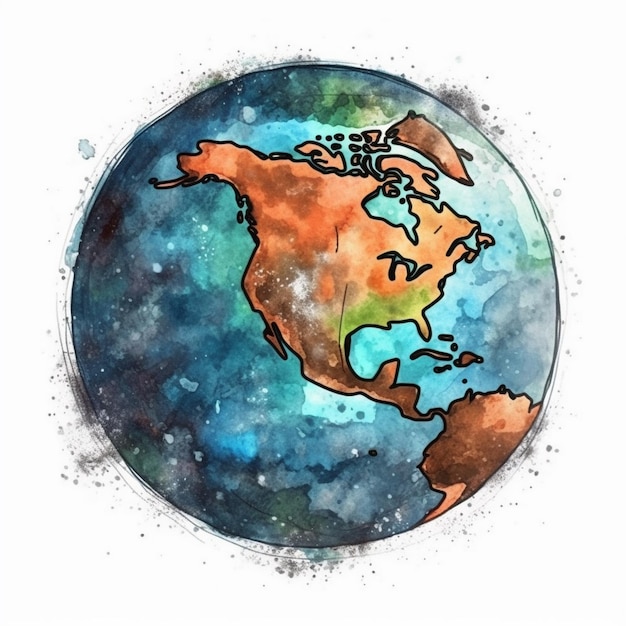 Watercolor painting about earth day