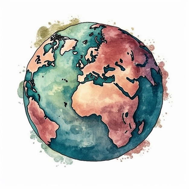 Watercolor painting about earth day