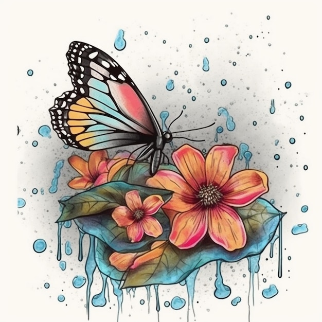 Watercolor painting about majestic butterfly