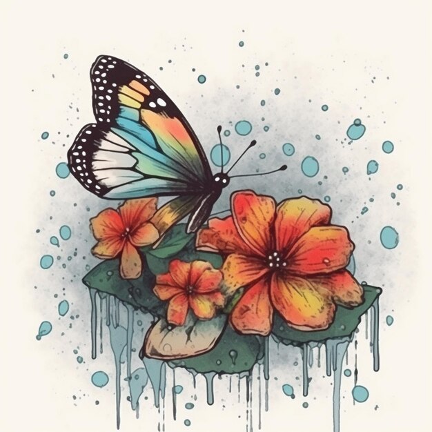 Watercolor painting about majestic butterfly