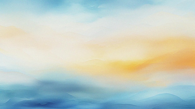 추상적인 바다 지평선 해가 지는 배경 템플릿의 수채화 그림