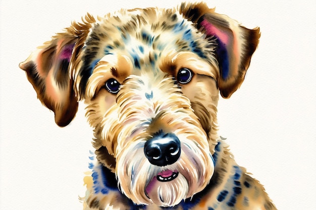 Watercolor painting of the Airedale Terrier Dog A Versatile and Loyal Companion Generative AI