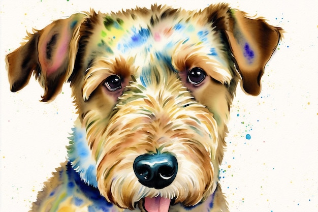 Watercolor painting of the Airedale Terrier Dog A Versatile and Loyal Companion Generative AI