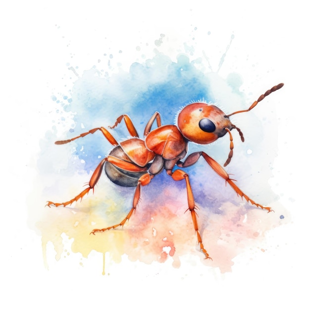 Watercolor painting of ant