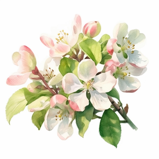 Foto pittura ad acquerello di apple blossom