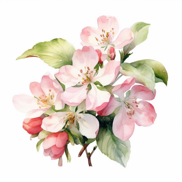 Foto pittura ad acquerello di apple blossom