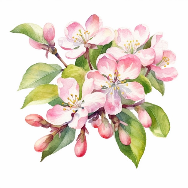 Foto pittura ad acquerello di apple blossom