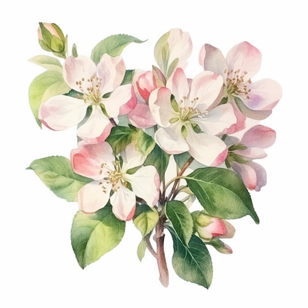 Watercolor painting of Apple Blossom