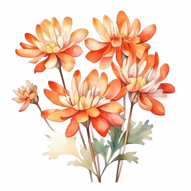 Watercolor painting of ashoka flowers