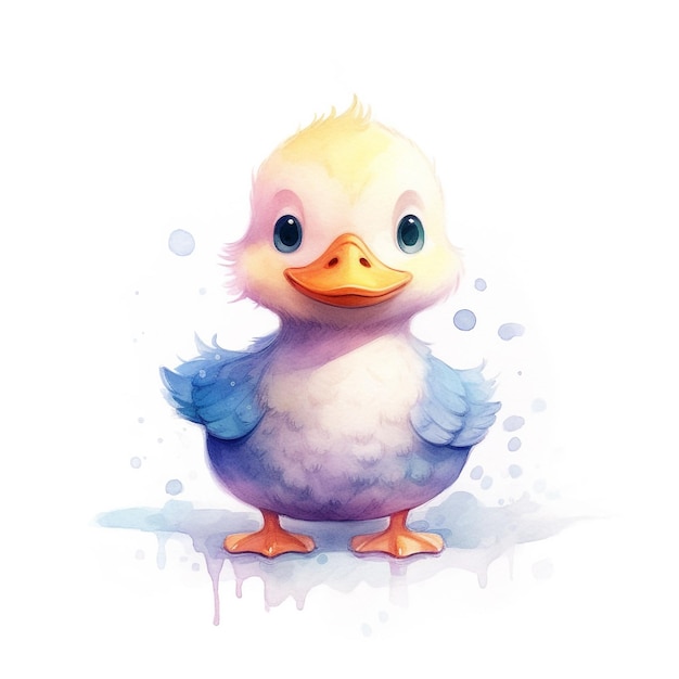 A watercolor painting of a baby duck.