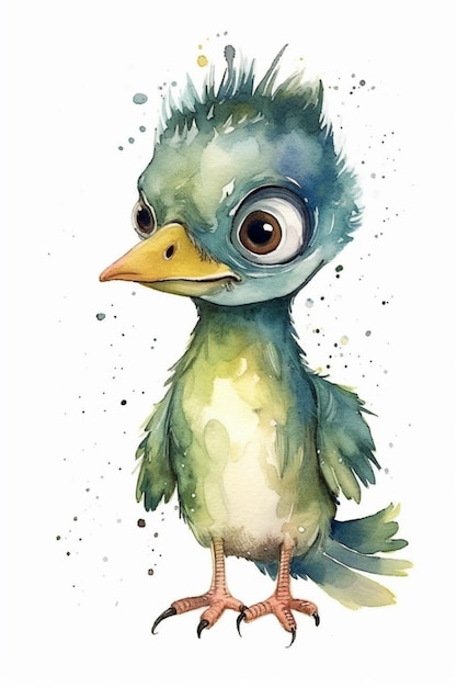 A watercolor painting of a baby duckling.