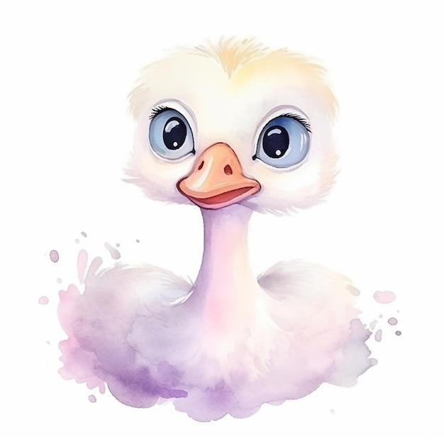 Watercolor painting of a baby goose