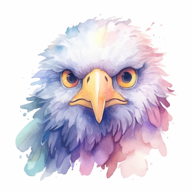 Watercolor painting of a bald eagle