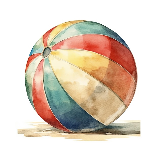 Photo watercolor painting of a beach ball