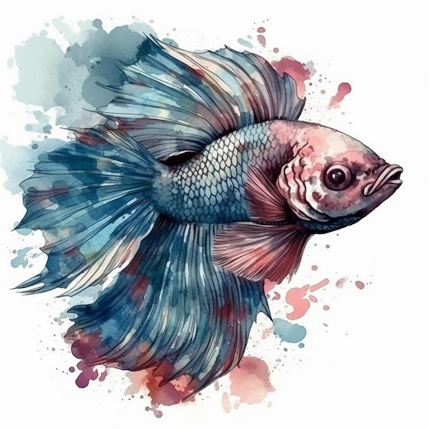 Watercolor painting of beautiful betta fish