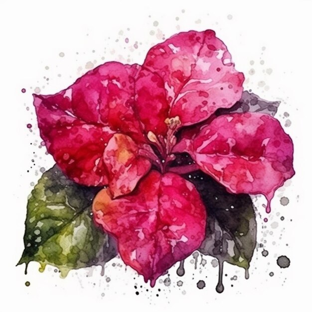 A watercolor painting of the beautiful Bougainvillea Flowers