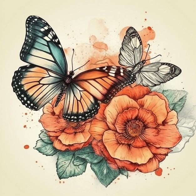 Watercolor painting of a beautiful butterfly