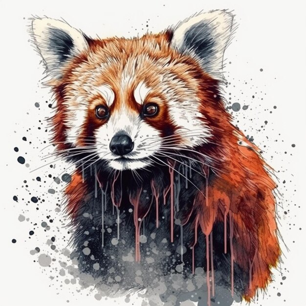 Watercolor painting of a big red panda