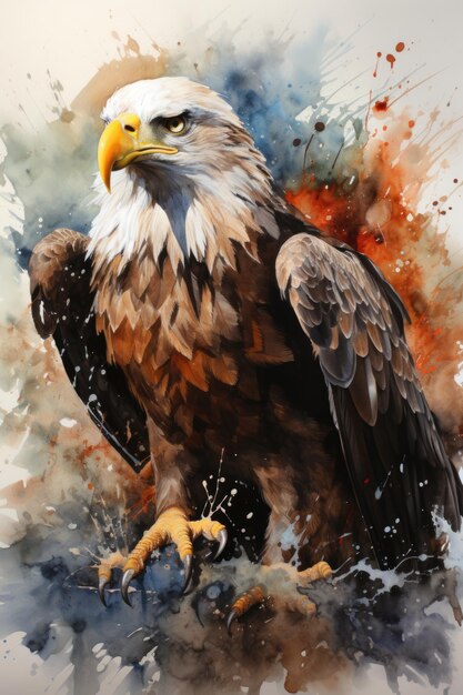 鳥の水彩画イーグル (Eagle) が描かれています