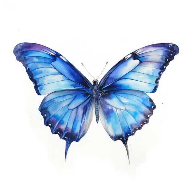 Watercolor painting of blue butterfly