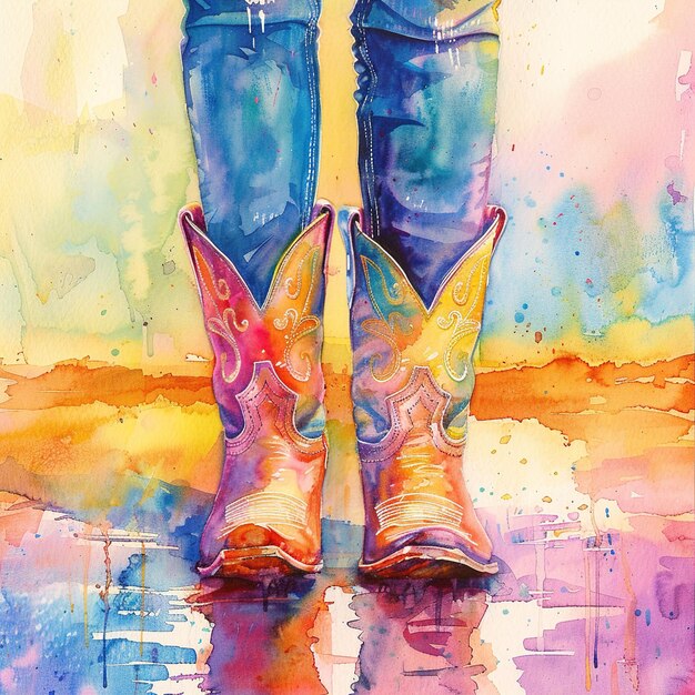 Photo a watercolor painting of boots and boots with the word  boots