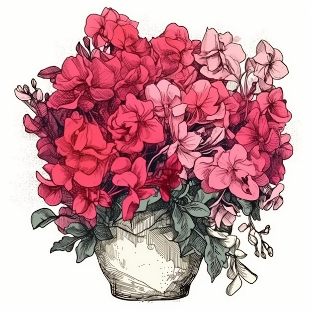 Акварельная живопись цветов бугенвилии