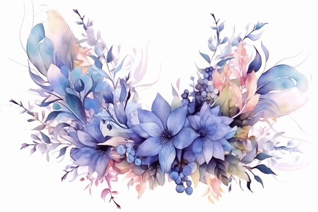 Watercolor painting of a bouquet of flowers.