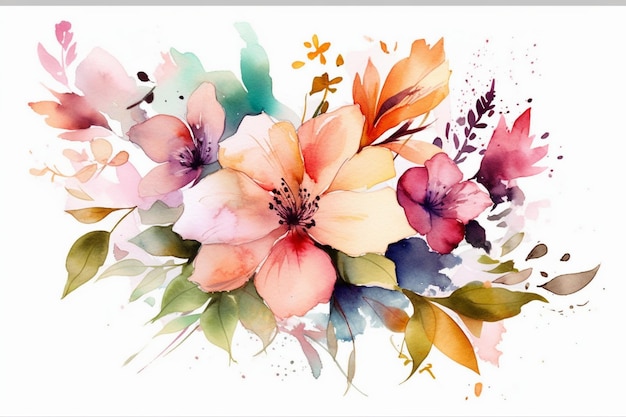 A watercolor painting of a bouquet of flowers.