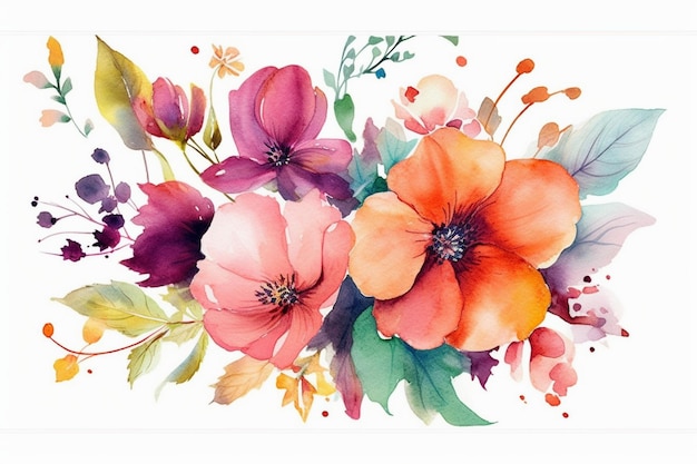 A watercolor painting of a bouquet of flowers.