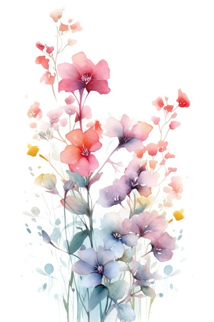 A watercolor painting of a bouquet of flowers.