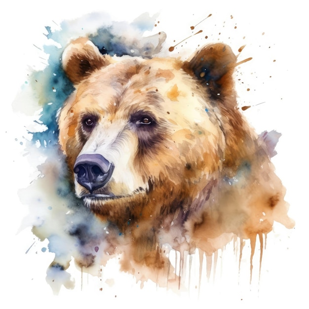 Premium AI Image | Watercolor painting of brown bear