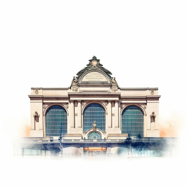 A watercolor painting of a building with the word opera on it