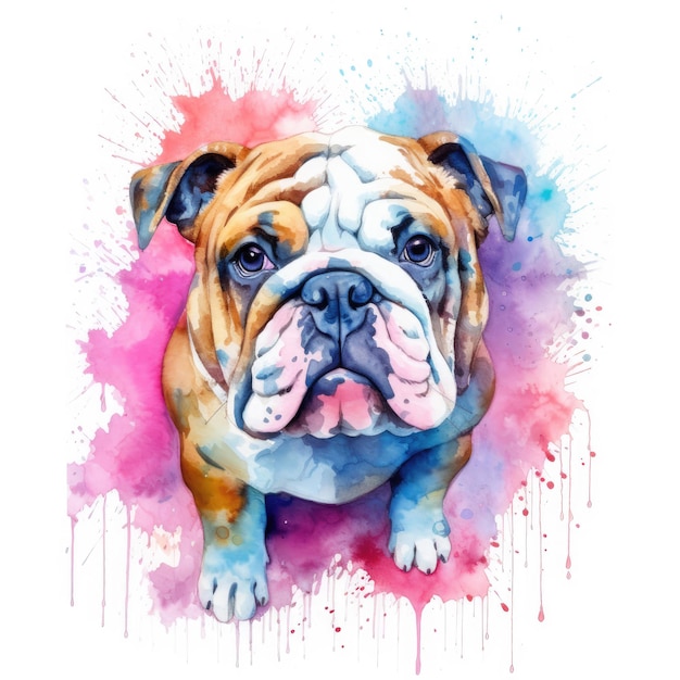 Watercolor painting of bulldog