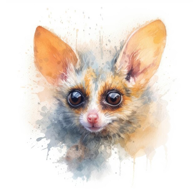 Watercolor painting of bushbaby