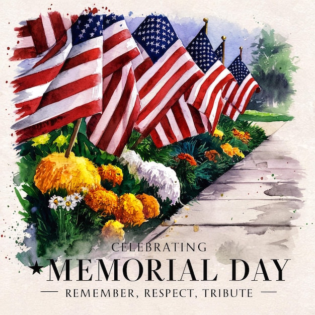 Foto pittura ad acquerello per celebrare il memorial day remember respect tribute concept