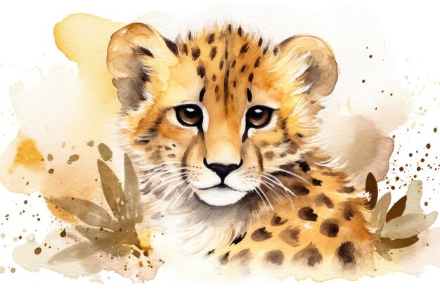 Watercolor painting of a cheetah