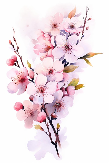 watercolor painting of a cherry blossom tree