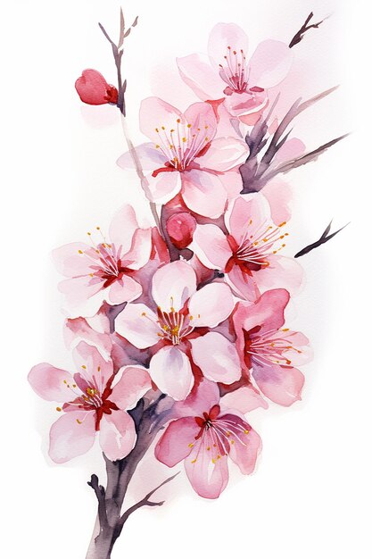 watercolor painting of a cherry blossom.