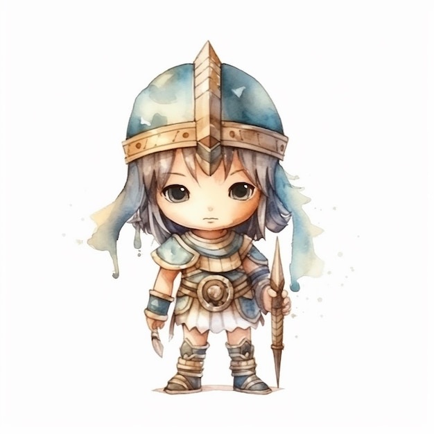 Watercolor painting of chibi pharaoh