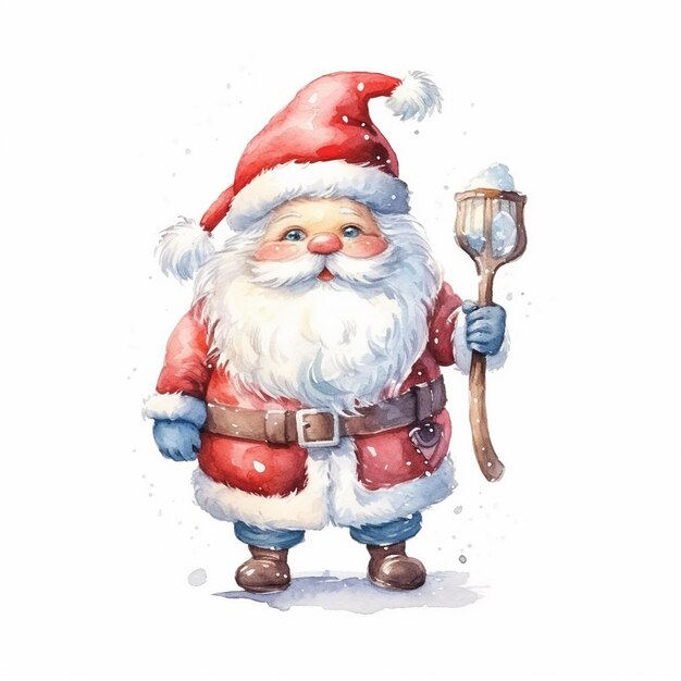 Foto pittura ad acquerello di chibi santa claus