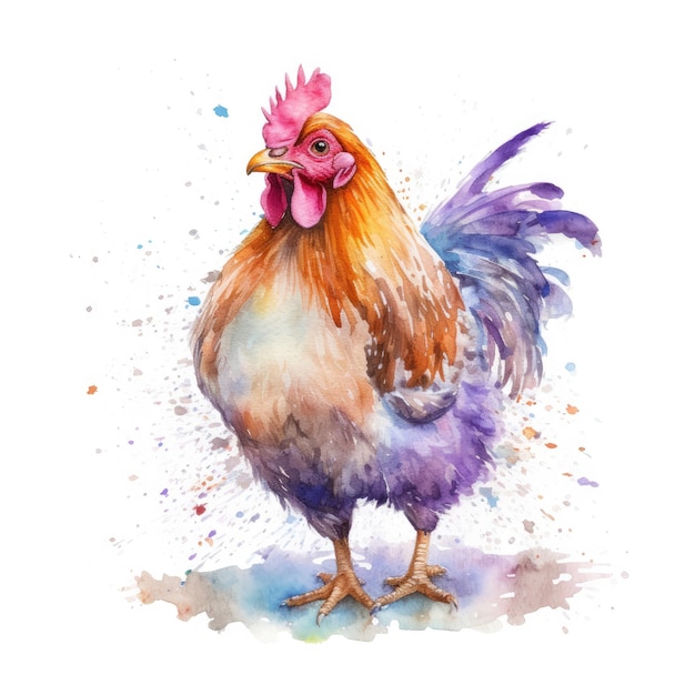 Watercolor painting of chicken