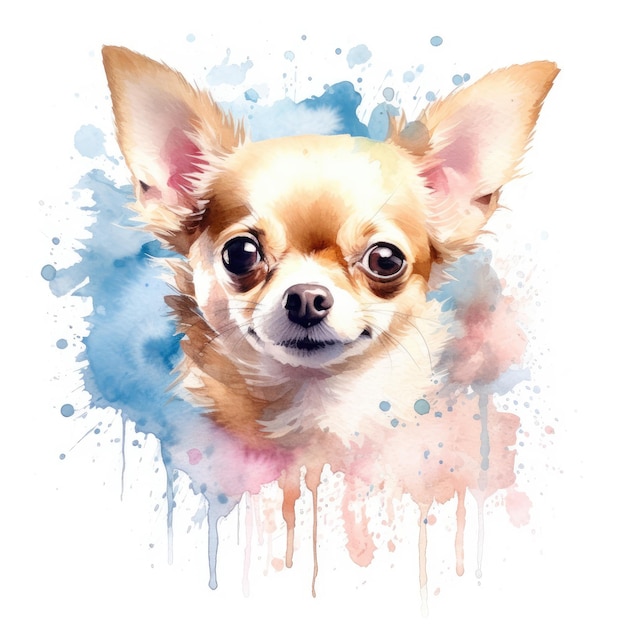 Watercolor painting of chihuahua dog