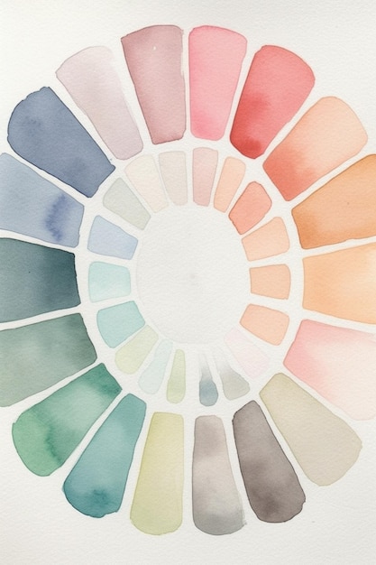 A watercolor painting of a circle of colors.